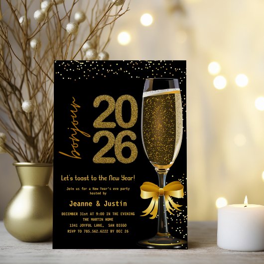 Elegant Champagne New Year's Eve Party Invitation