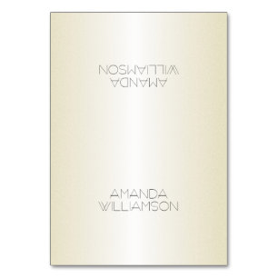 Elegant Champagne Printen Name Tented Place Cards Kaart