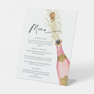 Élégant Champagne Rose Menu Signe