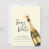 Elegant Champagne Save the Date Wedding Kaart (Voorkant)