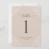 Elégant Champagne Tan 5x7 Mariage Numéros de table (Dos)