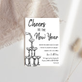Elegant Champagne Tower New Year’s Eve Party Kaart