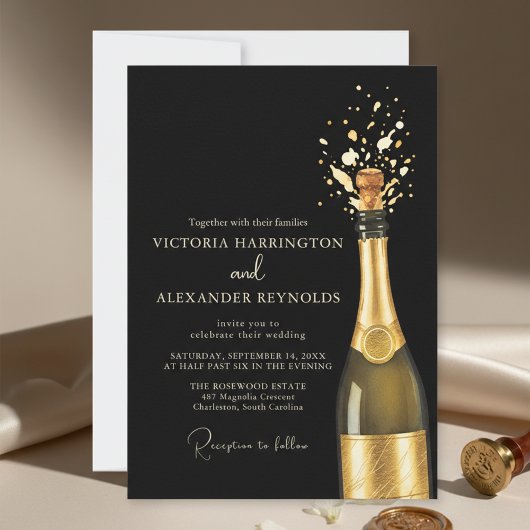 Elegant Champagne Wedding Kaart