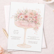 Elegant champagneglas bloemige uitnodiging