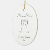 Elegant champagneglas getrouwd verloofd stel keramisch ornament (Links)