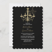 Elégant Chandelier Black Gold Invitations de maria (Devant)