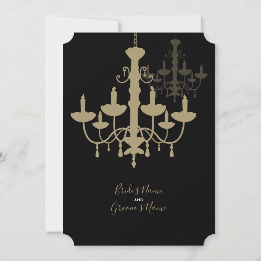 Elégant Chandelier Black Gold Invitations de maria (Dos)