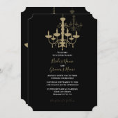 Elégant Chandelier Black Gold Invitations de maria (Devant / Derrière)