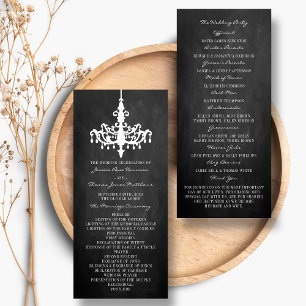 Élégant Chandelier Chalkboard programme de mariage