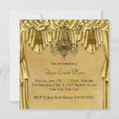 Elégant Chandelier Or Gold Party Invitation (Dos)
