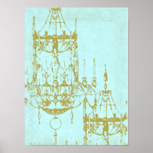 Elegant Chandelier Patina Poster Print