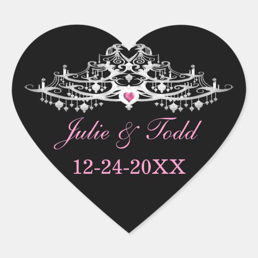 Elegant Chandelier Save the Date Wedding Hart Sticker (Voorkant)