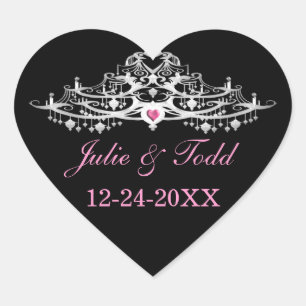 Elegant Chandelier Save the Date Wedding Hart Sticker