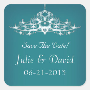 Elegant Chandelier Save the Date Wedding Vierkante Sticker