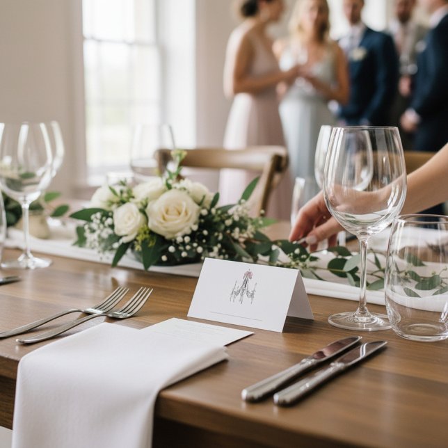 Elegant Chandelier Script Name Wedding place card Kaart (Creator heeft geüpload)