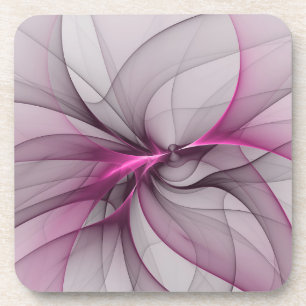 Elegant Chaos Modern Abstract Roze Fractal Art Bier Onderzetter