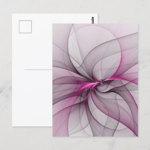 Elegant Chaos Modern Abstract Roze Fractal Art Briefkaart