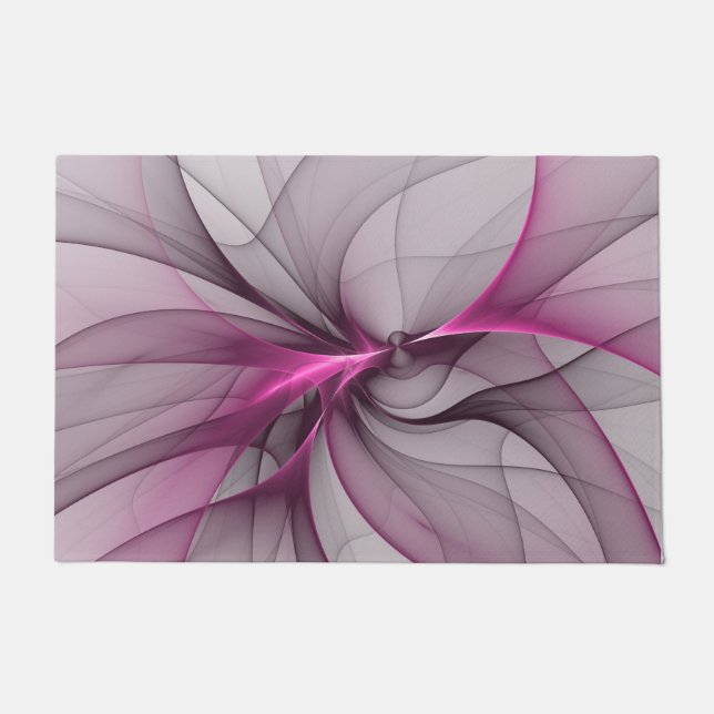Elegant Chaos Modern Abstract Roze Fractal Art Deurmat (Voorkant)