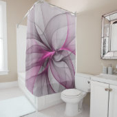 Elegant Chaos Modern Abstract Roze Fractal Art Douchegordijn (In situ)