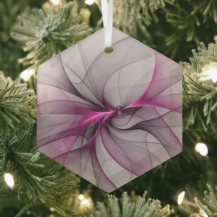 Elegant Chaos Modern Abstract Roze Fractal Art Glas Ornament