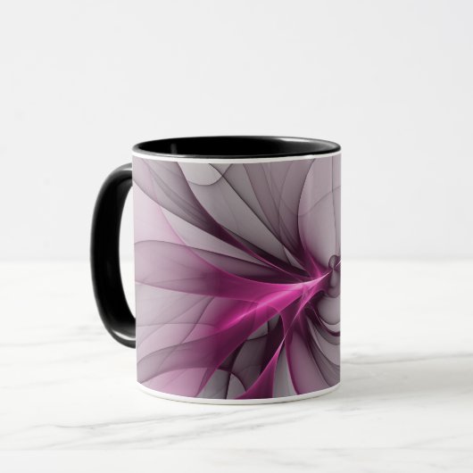 Elegant Chaos Modern Abstract Roze Fractal Art Mok (Voorkant links)