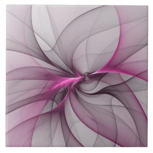 Elegant Chaos Modern Abstract Roze Fractal Art Tegeltje