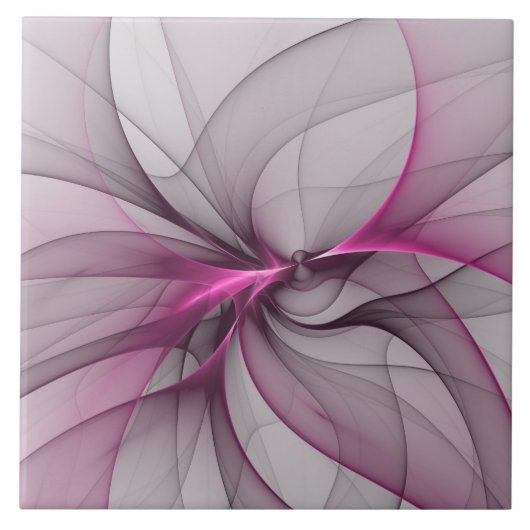 Elegant Chaos Modern Abstract Roze Fractal Art Tegeltje (Voorkant)
