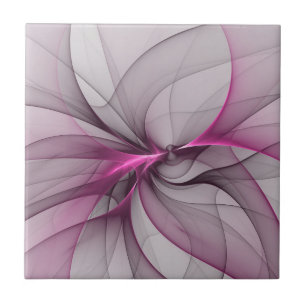 Elegant Chaos Modern Abstract Roze Fractal Art Tegeltje