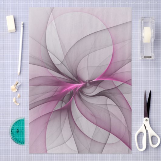 Elegant Chaos Modern Abstract Roze Fractal Art Tissuepapier (Craft)