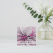 Elegant Chaos Modern Abstract Roze Fractal Art Vierkante Visitekaartje (Staand voorkant)