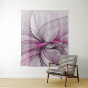 Elegant Chaos Modern Abstract Roze Fractal Art Wandkleed