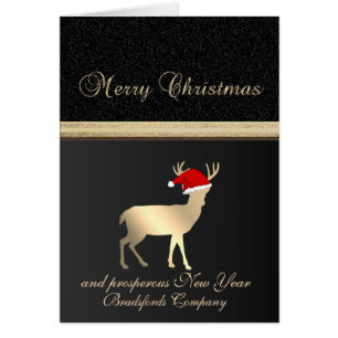 Élégant Chapeau de Noël Cerf Santa Noir,Entreprise