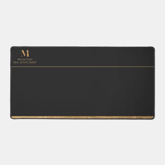 Elegant Charcoal Black & Gold Ajouter Nom et monog (Recto)