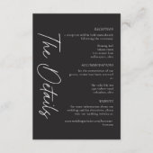 Elegant Charcoal Black Minimalist Wedding Informatiekaartje (Voorkant)