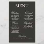 Elegant Charcoal Gold Boho Minimalist Wedding Menu (Voorkant)