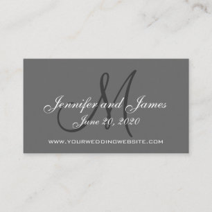Elegant Charcoal Gray Wedding Website Informatiekaartje
