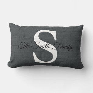 Elegant Charcoal Name Monogram Lumbar Pillow Kussen