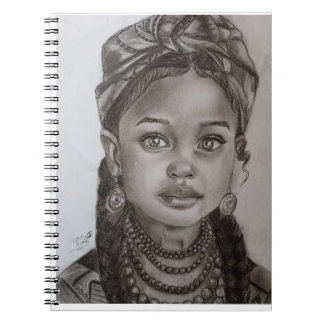Elegant Charcoal & Pencil Girl Portrait Illustrati Notitieboek