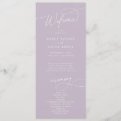 Elegant Charm Flat Lavendel Paarse bruiloft progra Programma (Voorkant)