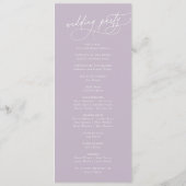 Elegant Charm Flat Lavendel Paarse bruiloft progra Programma (Achterkant)