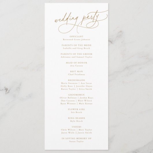 Elegant Charm Flat Wit en Goud Huwelijksprogramma Programma (Achterkant)