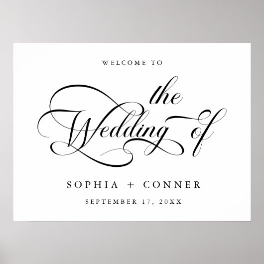 Elegant Charm Script Huwelijk Welkom Teken Poster (Voorkant)