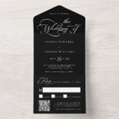 Elegant Charm Script Trouwen Zwart All In One Uitnodiging (Binnen)