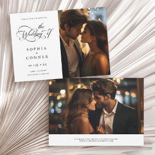 Elegant Charm Script Trouwen Zwart & Wit Save The Date