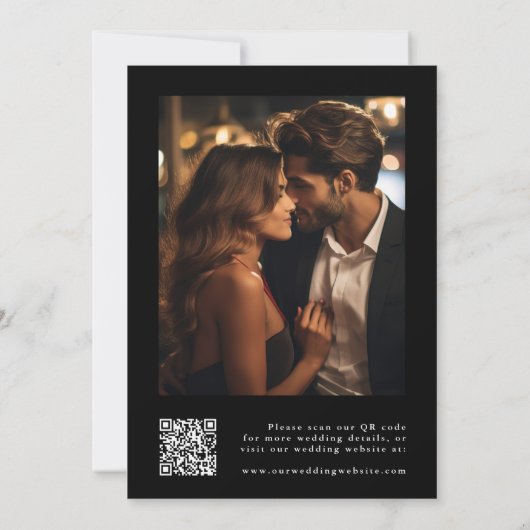 Elegant Charm Script Trouwfoto Zwart Save The Date (Achterkant)