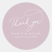 Élégant charmant Stickers Merci Mariage rose (Devant)