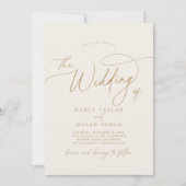 Elégant charme ivoire invitations de mariage avec  (Devant)