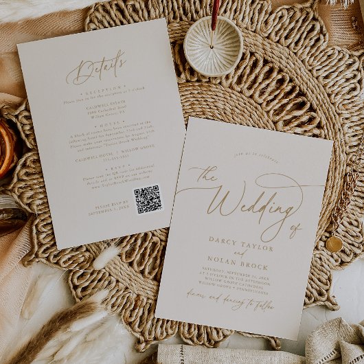 Elégant charme ivoire invitations de mariage avec 