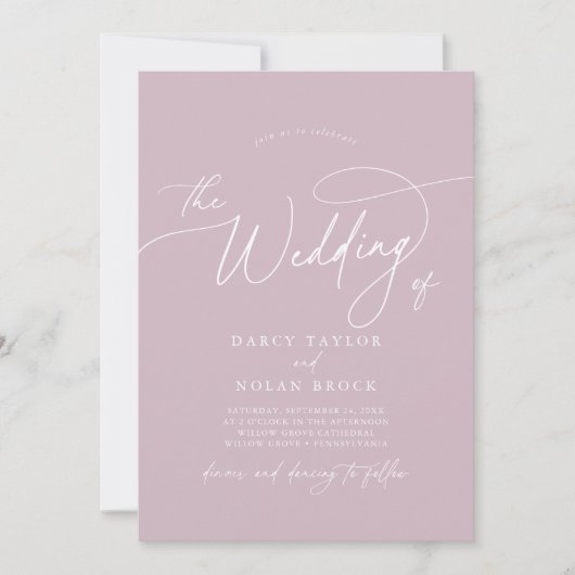 Élégant charme rose mariage invitations avec RSVP (Devant)
