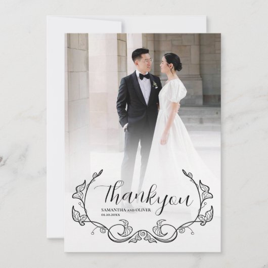 Elegant Charming Simple Photo Thank You Card Save The Date (Voorkant)